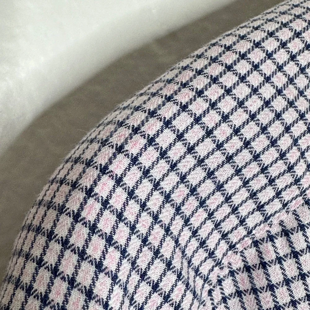 1901 Gingham Button Down Shirt Men 17 1/2 34-35 Blue White Cotton Preppy College
